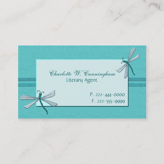 ターコイズのトンボのカスタムな名刺 名刺 (正面)