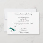 ターコイズのトンボの結婚式の披露宴の出欠確認 招待状 (裏面)