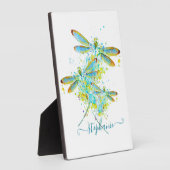 ターコイズのトンボの飛沫カスタマイズ フォトプラーク (側面)