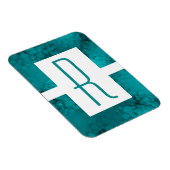 ターコイズのドット模様のモノグラム マグネット (右側)