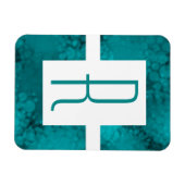 ターコイズのドット模様のモノグラム マグネット (横)