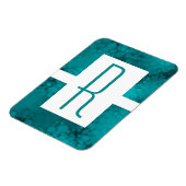 ターコイズのドット模様のモノグラム マグネット (左側)