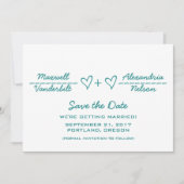 ターコイズのハートの数式Save the Date招待 招待状 (正面)