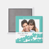 ターコイズのハートフィールド日付マグネットを保存 マグネット (正面/裏面)