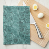 ターコイズのバブルラップパターン キッチンタオル (四つ折り)