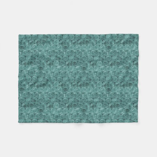 ターコイズのバブルラップパターン フリースブランケット (正面(横))