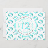 ターコイズのバレーボールパターン 女の子の誕生日 招待状 (裏面)