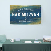 ターコイズのバースデー　ゴールドのボールドフォントで 横断幕 (トレードショー)