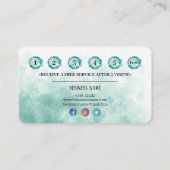 ターコイズのパステル調の水彩画の質ホイルの効果 ロイヤリティカード (裏面)