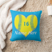 ターコイズのパーソナライズなソフトボールの枕 クッション (ブランケット)