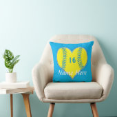 ターコイズのパーソナライズなソフトボールの枕 クッション (椅子)