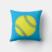 ターコイズのパーソナライズなソフトボールの枕 クッション (裏面)