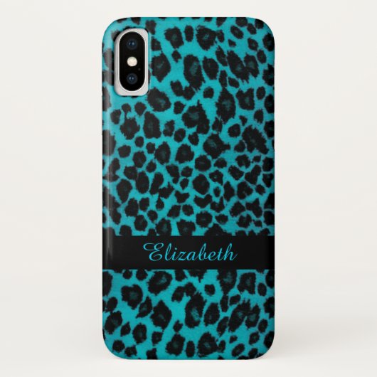 ターコイズのヒョウのアニマルプリントの場合 Case-Mate iPhoneケース (裏面)