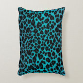 ターコイズのヒョウのプリント アクセントクッション (正面(垂直))