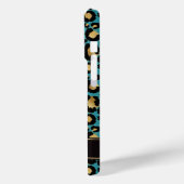 ターコイズのヒョウ柄モノグラム（金箔） Case-Mate iPhoneケース (裏面 / 左)