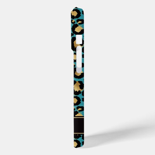 ターコイズのヒョウ柄モノグラム（金箔） Case-Mate iPhoneケース (裏面 / 左)