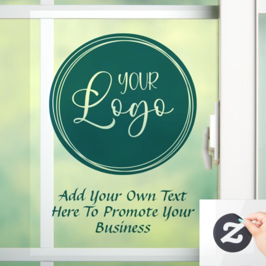 ターコイズのビジネスロゴとプロモーションテキスト ウィンドウサイン (ホーム)