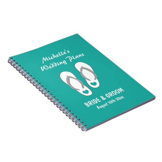 ターコイズのビーチ結婚式のプランナーのオルガナイザーのノート ノートブック (右側)