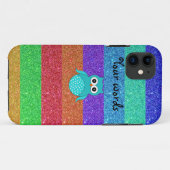 ターコイズのフクロウの虹のグリッター Case-Mate iPhoneケース (裏面(横))