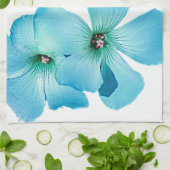 ターコイズのフラワーパワー キッチンタオル (折り畳み)