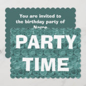 ターコイズのプチプチ包装紙柄の誕生日パーティー 招待状 (正面/裏面)