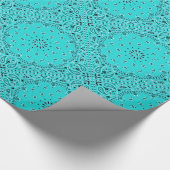 ターコイズのペイズリーのバンダナのスカーフの生地のプリント ラッピングペーパー (角)