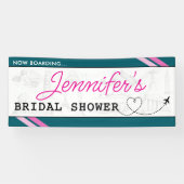 ターコイズのボーディングパス ブライダルシャワー 横断幕 (横)