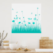 ターコイズのポピー ポスター (キッチン)