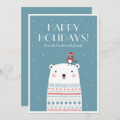 ターコイズのポーラーベアのグリーティングカード シーズンカード (正面/裏面)