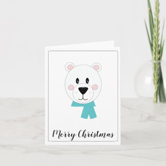 ターコイズのマフラーが巻かれた白熊 シーズンカード (正面)