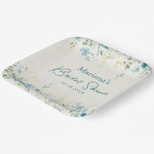 ターコイズのワイルドフラワーがベージュの花柄のブライダルシャワー ペーパープレート (傾斜あり)