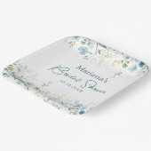 ターコイズのワイルドフラワーの花のブライダルシャワー ペーパープレート (傾斜あり)