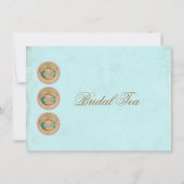 ターコイズのヴィンテージのぼろぼろの花嫁のお茶会 招待状 (裏面)