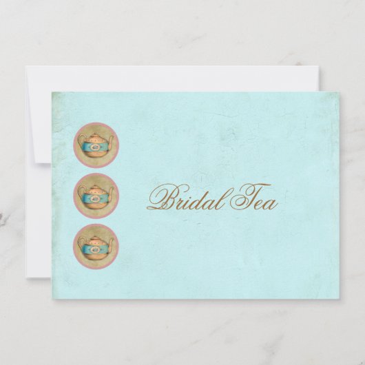 ターコイズのヴィンテージのぼろぼろの花嫁のお茶会 招待状 (裏面)