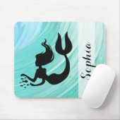 ターコイズの人魚のシルエットのマウスパッド マウスパッド (マウス)