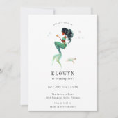 ターコイズの人魚の誕生日パーティー 招待状 (正面)