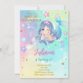 ターコイズの人魚の誕生日招待状 招待状 (正面)