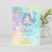 ターコイズの人魚の誕生日招待状 招待状 (スタンド正面)