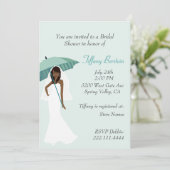 ターコイズの傘の花嫁 シャワーパーティー招待状 招待状 (スタンド正面)