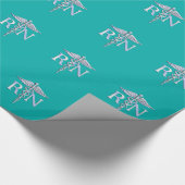 ターコイズの公認看護師RNの銀製のケリュケイオン ラッピングペーパー (角)