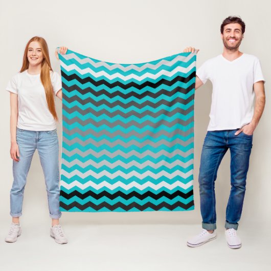 ターコイズの勾配のシェブロン継ぎ目が無いパターン フリースブランケット (インサイチュ)