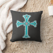 ターコイズの十字の装飾的な装飾用クッション クッション (ブランケット)
