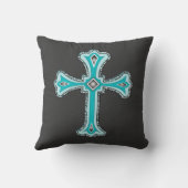 ターコイズの十字の装飾的な装飾用クッション クッション (裏面)