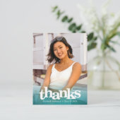 ターコイズの卒業写真 太字タイプ ありがとう ポストカード (スタンド正面)