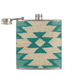 ターコイズの南西部ナバホ織りデザインの水筒 フラスク