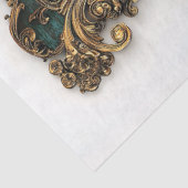 ターコイズの古い木材、縁ど金ゴールドAN7 Decopage 薄葉紙 (詳細)