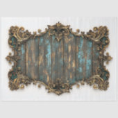 ターコイズの古い木材、縁ど金ゴールドAN7 Decopage 薄葉紙 (正面)