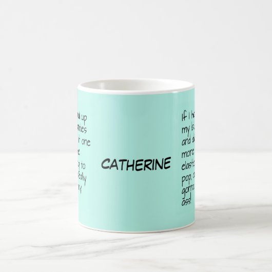 ターコイズの名前を言う大きい女の子のパンティーは個人化なります コーヒーマグカップ (中央)