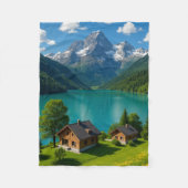 「ターコイズの夢が高い峰に」 フリースブランケット (正面)