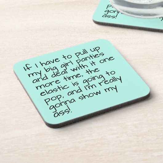 ターコイズの大きな女の子のパンティーズの言葉を楽しむ コースター (左側)